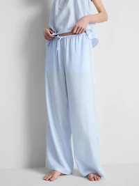 The Edit Lace-Detail Wide-Leg Pajama Bottoms