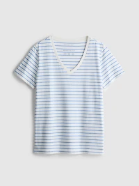 Cotton Striped V-Neck Tee
