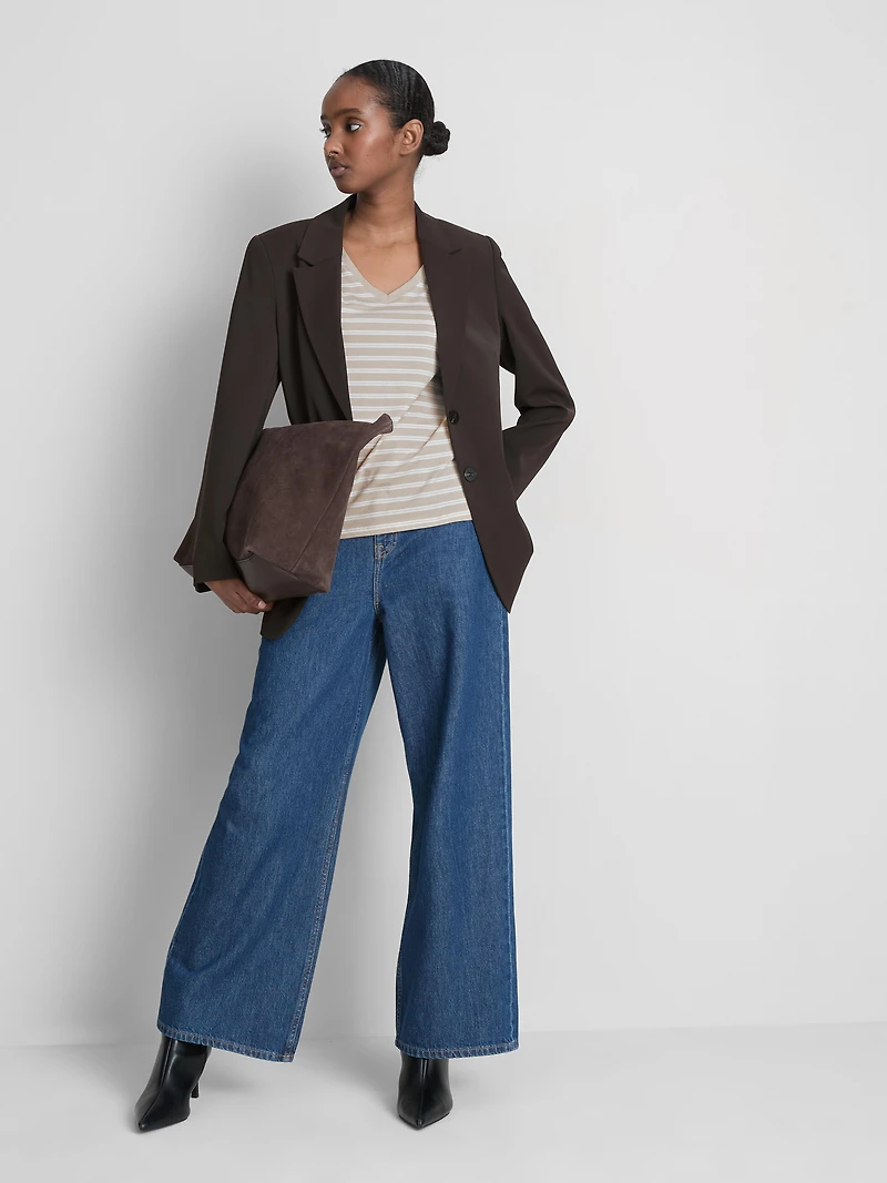 Cotton Striped V-Neck Tee