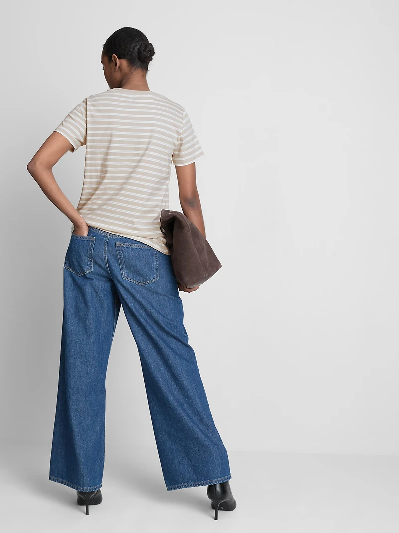 Cotton Striped V-Neck Tee