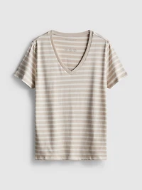 Cotton Striped V-Neck Tee