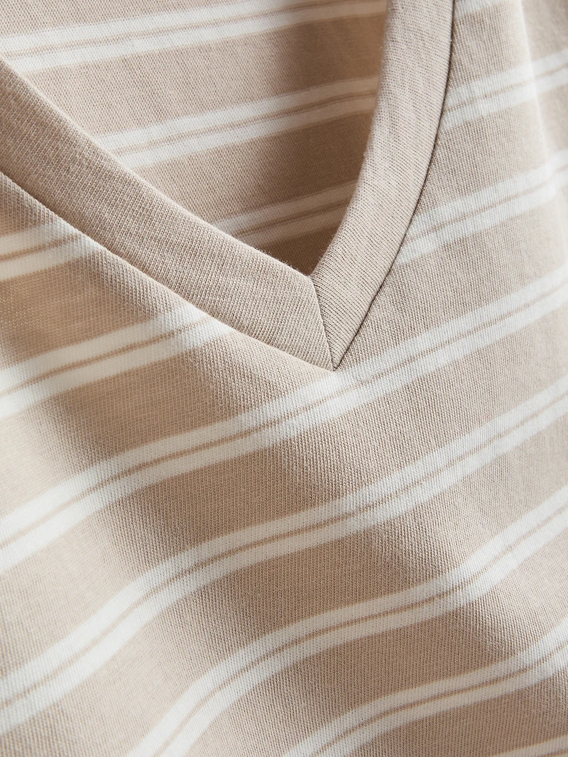 Cotton Striped V-Neck Tee