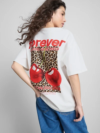 The Primark Scene | Cotton Oversized Graphic Cherry Tee