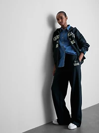 Embroidered Wide-Leg Joggers