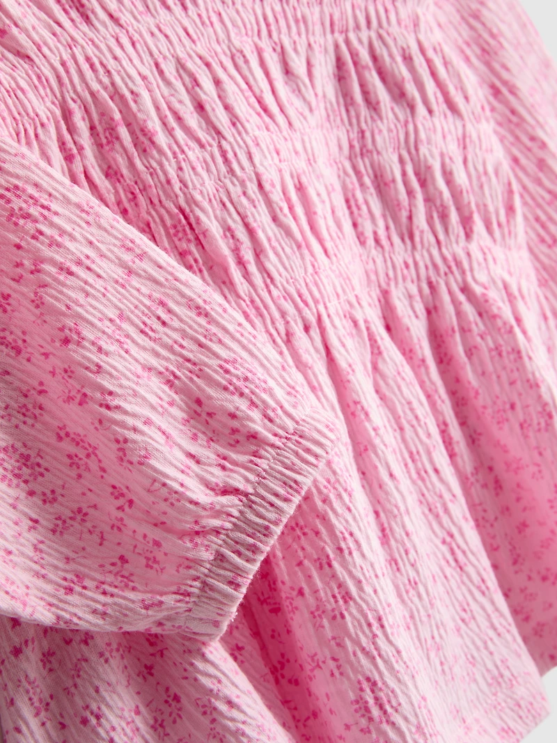 0-36mths | Floral Crinkle Long-Sleeve Top and Pants Set