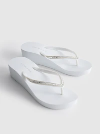 Rhinestone Wedge Flip Flops