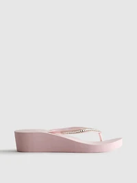 Rhinestone Wedge Flip Flops