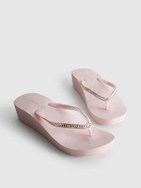 Rhinestone Wedge Flip Flops