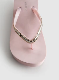 Rhinestone Wedge Flip Flops