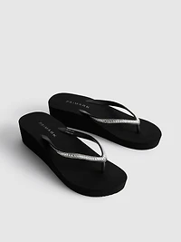 Rhinestone Wedge Flip Flops