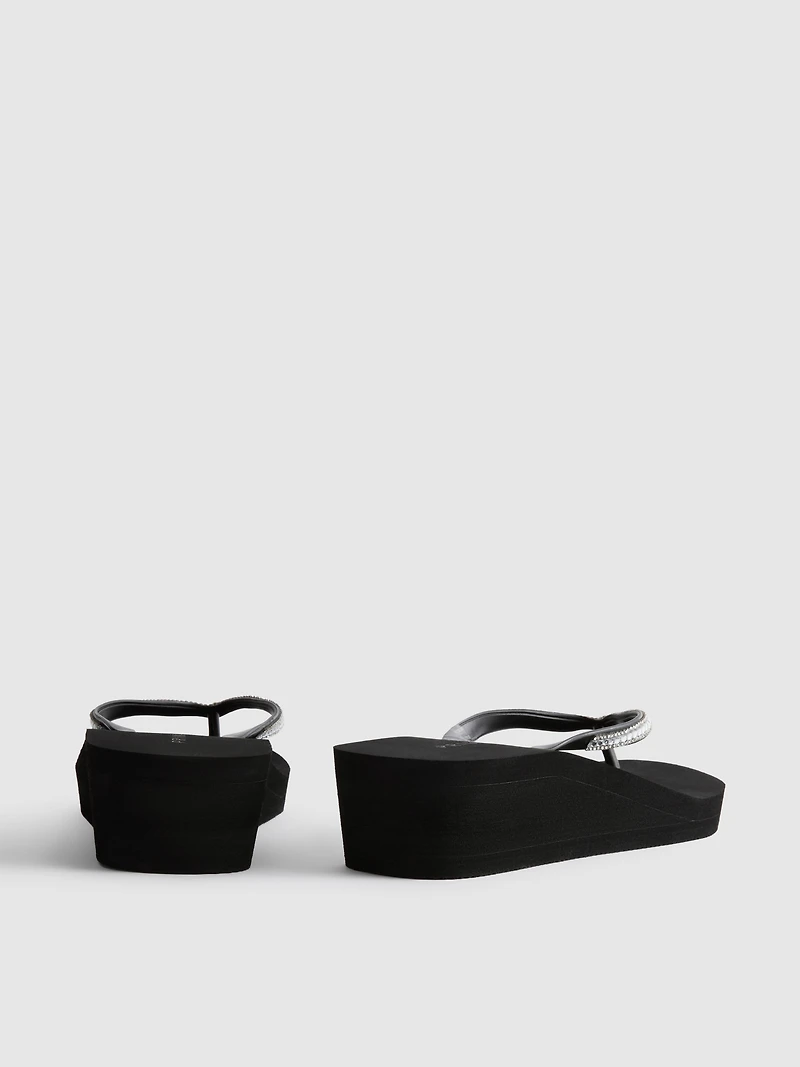 Rhinestone Wedge Flip Flops