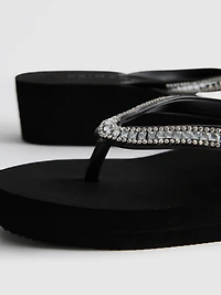 Rhinestone Wedge Flip Flops