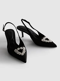 Embellished Slingback Kitten Heels