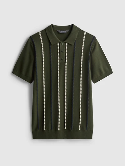 Stripe Knitted Polo Shirt