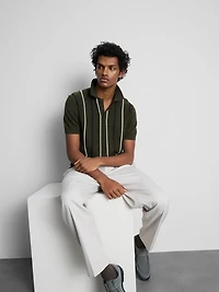 Stripe Knitted Polo Shirt