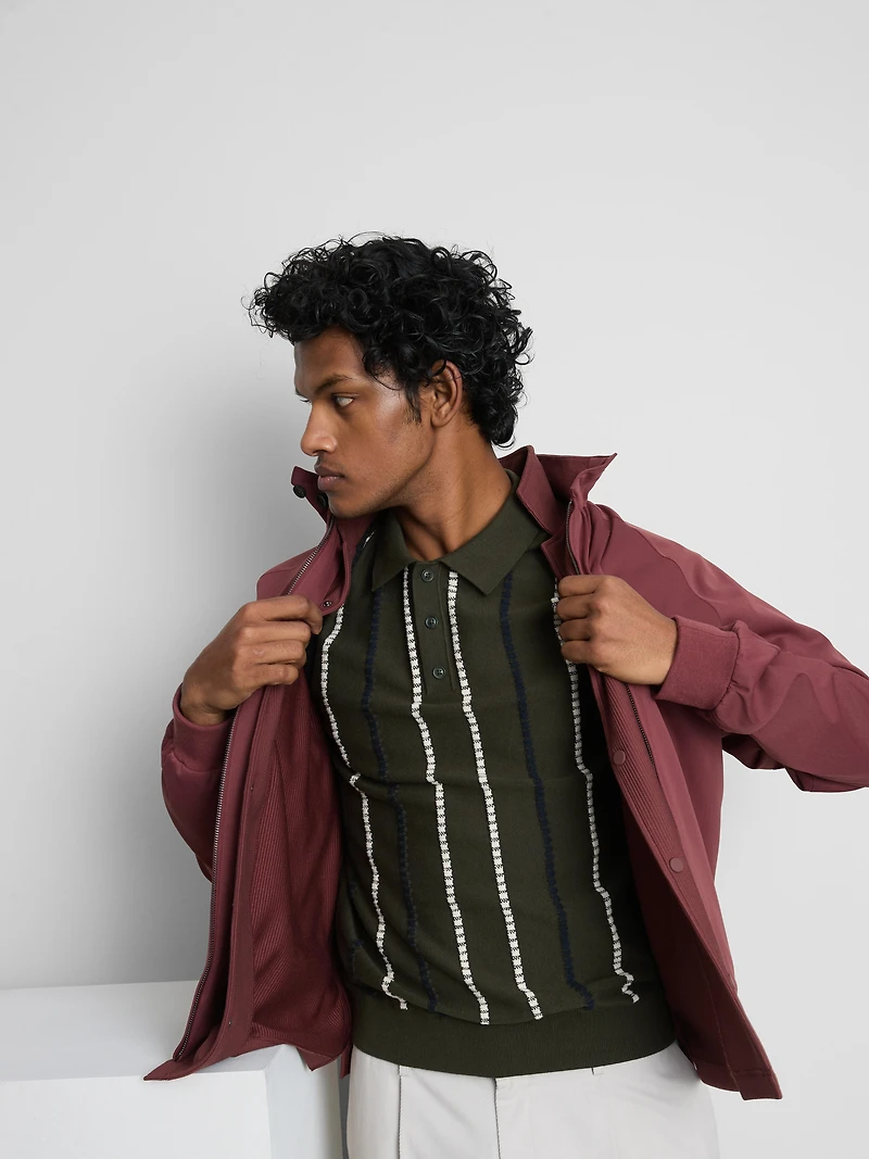 Stripe Knitted Polo Shirt