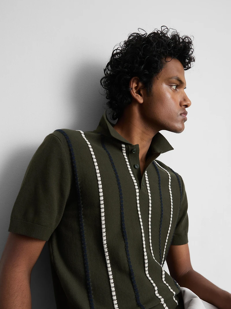 Stripe Knitted Polo Shirt