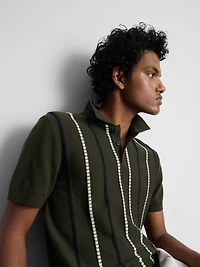 Stripe Knitted Polo Shirt