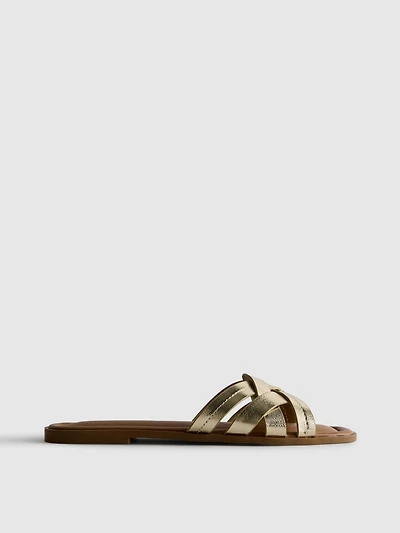 Faux Leather Weave Sandals