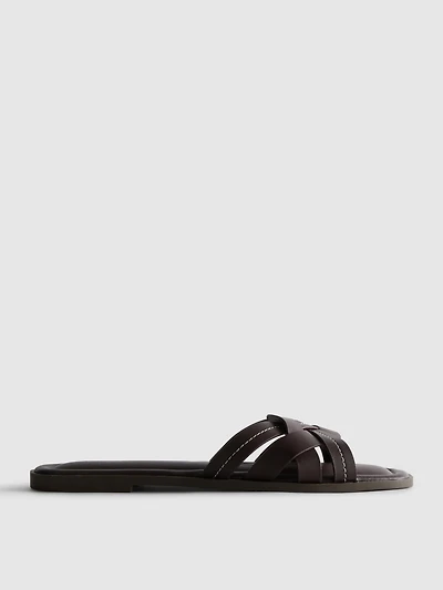 Faux Leather Weave Sandals