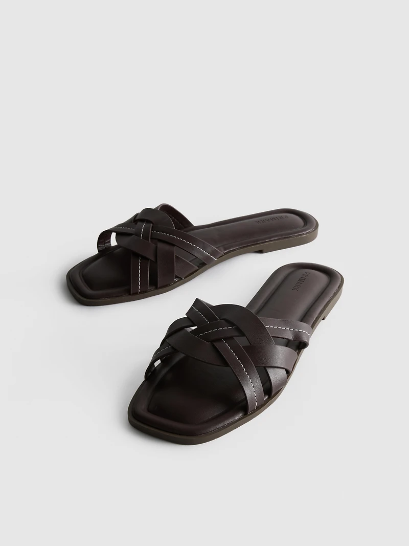 Faux Leather Weave Sandals