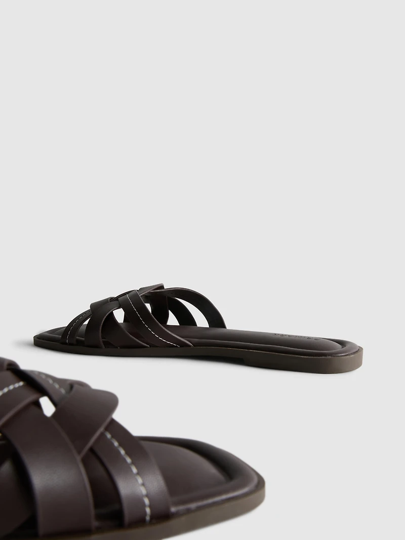 Faux Leather Weave Sandals