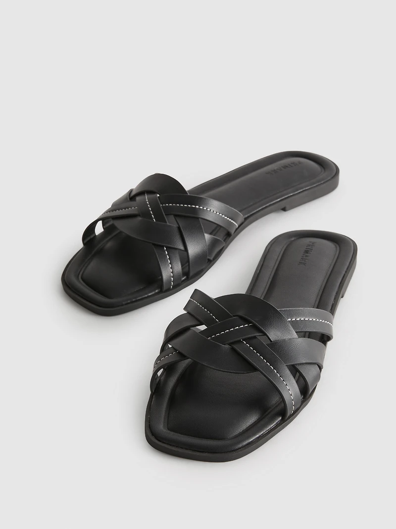 Faux Leather Weave Sandals