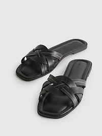 Faux Leather Weave Sandals