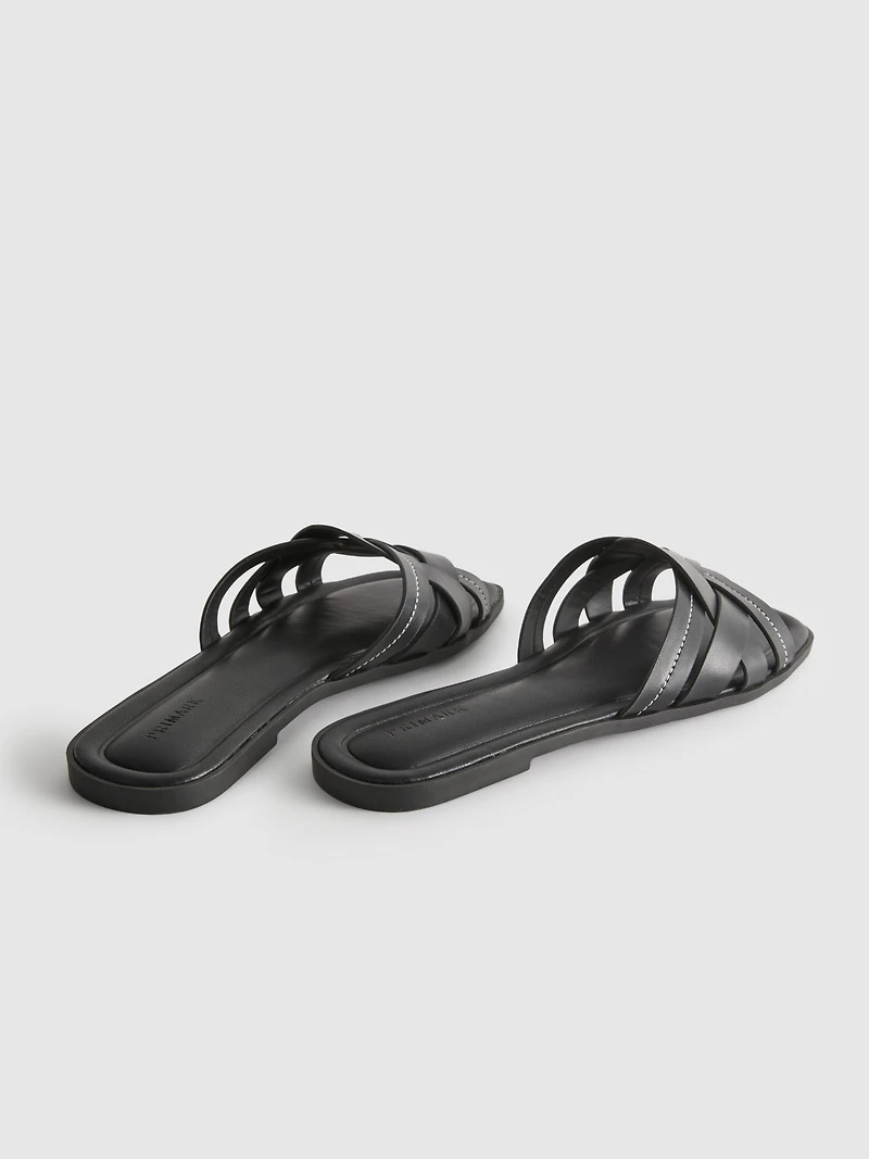 Faux Leather Weave Sandals