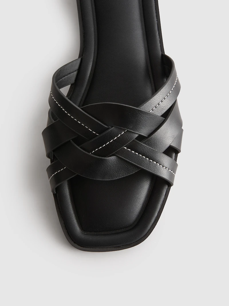 Faux Leather Weave Sandals