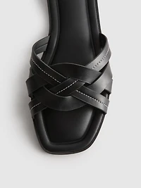 Faux Leather Weave Sandals