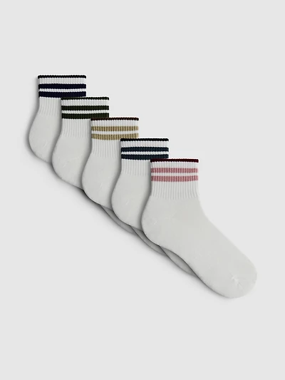 5pk Colored Stripe Ankle Socks