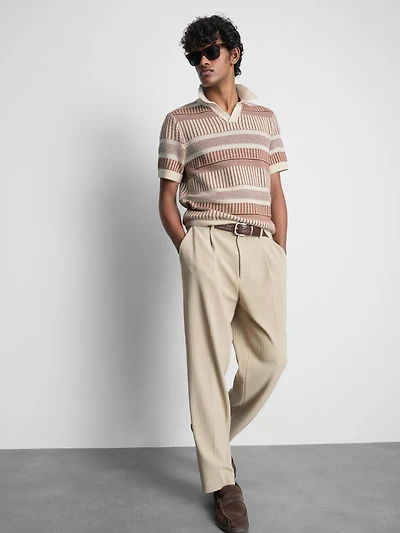 Striped Knitted Polo Shirt