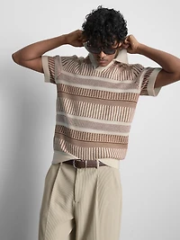 Striped Knitted Polo Shirt