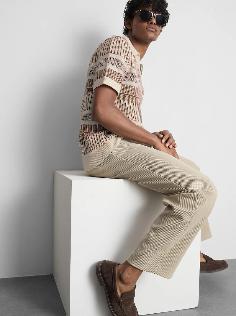 Striped Knitted Polo Shirt