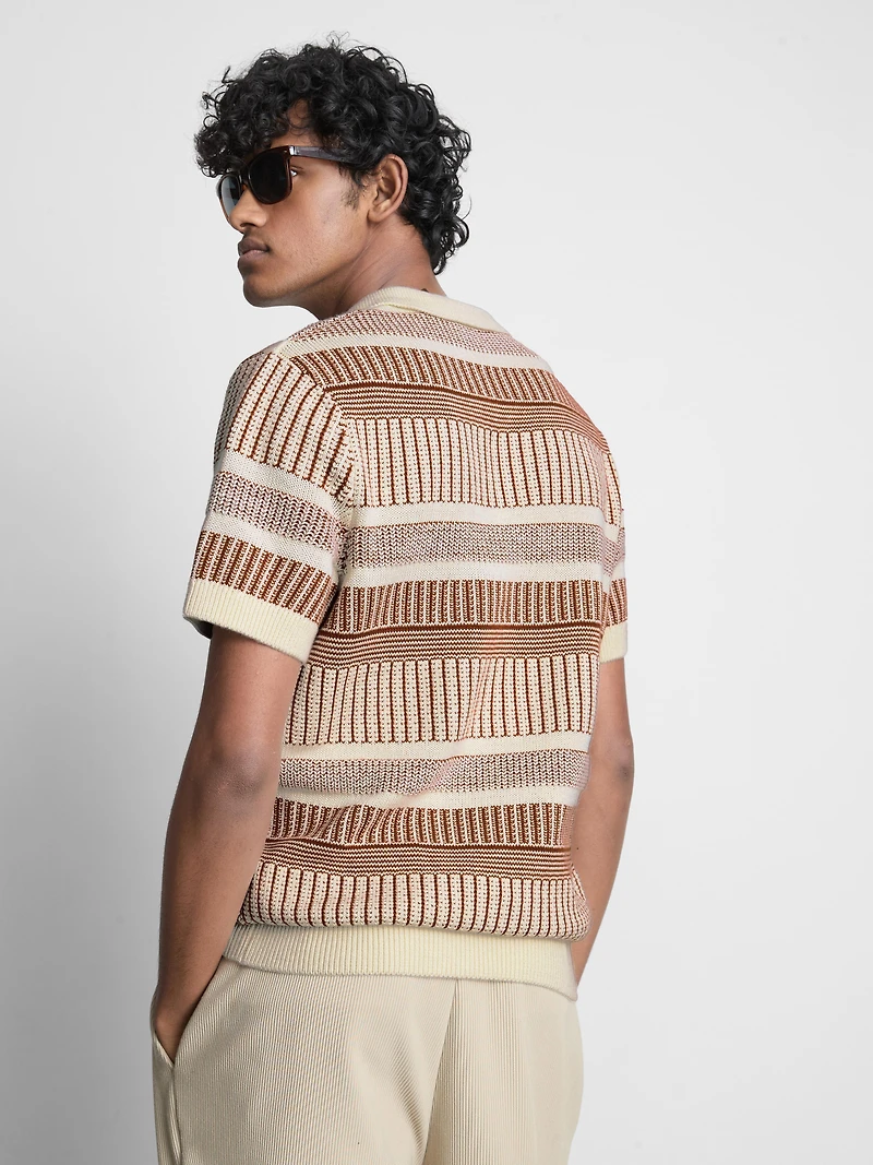 Striped Knitted Polo Shirt