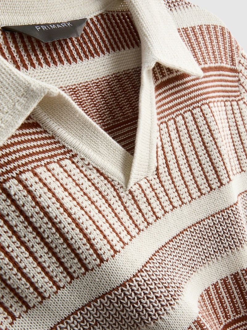 Striped Knitted Polo Shirt