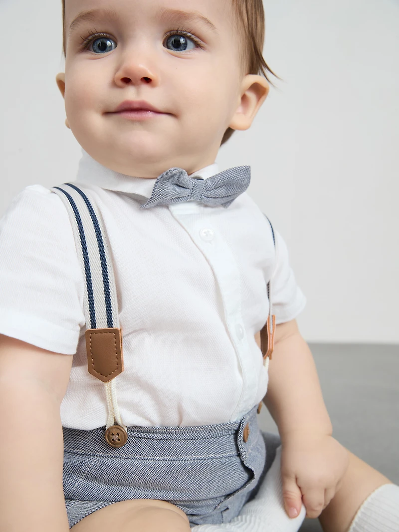 0-36mths | Shirt and Shorts with Suspenders Occasion Set
