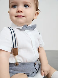 0-36mths | Shirt and Shorts with Suspenders Occasion Set