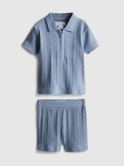 0-36mths | Knit Polo Shirt and Shorts Set