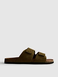 Men's Olive Two-Strap Chunky-Sole Sandals