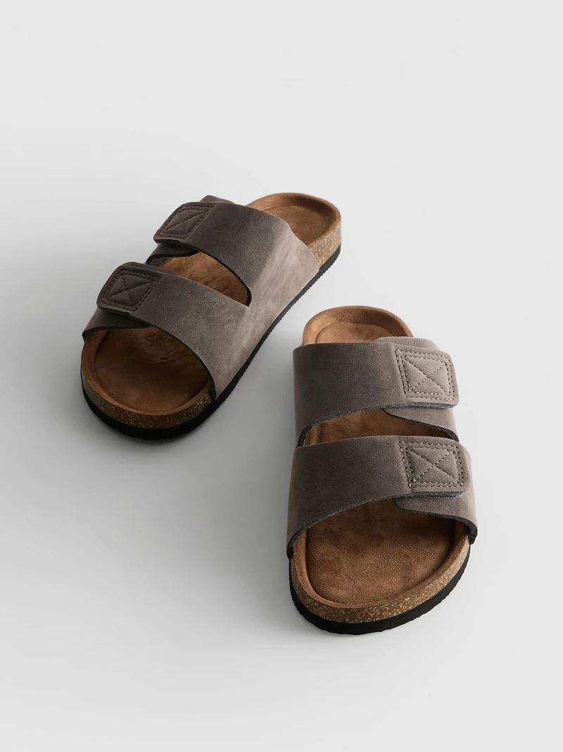 Men's Gray Two-Strap Chunky-Sole Sandals