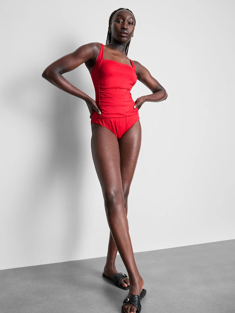 Draped Detail Molded Control Swimsuit