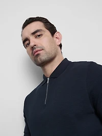 Waffle-Texture Polo Shirt