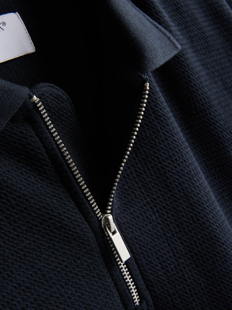 Waffle-Texture Polo Shirt