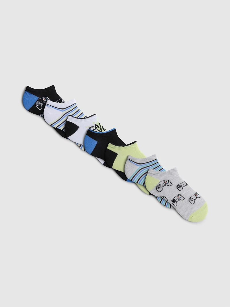 7pk Gaming Graphic Sneaker Socks
