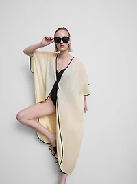 Sheer Contrast Beach Kimono
