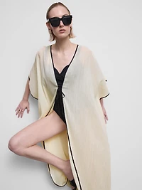 Sheer Contrast Beach Kimono