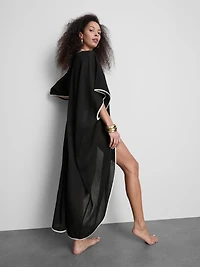 Sheer Contrast Beach Kimono