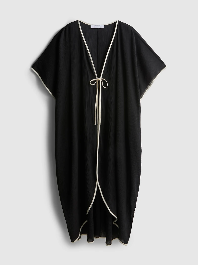 Sheer Contrast Beach Kimono